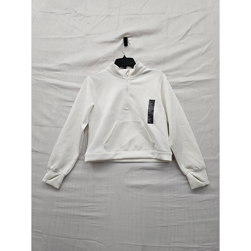 All in Motion Girls Quarter Zip Pullover Sweatshirt White Rayon Blend Size XL